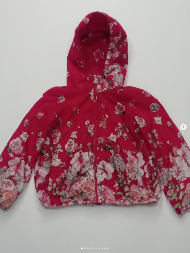 Original Moncler Enfant "Giasone" Girls Luxury Floral Windbreaker Jacket (8 Years / 130 cm)
