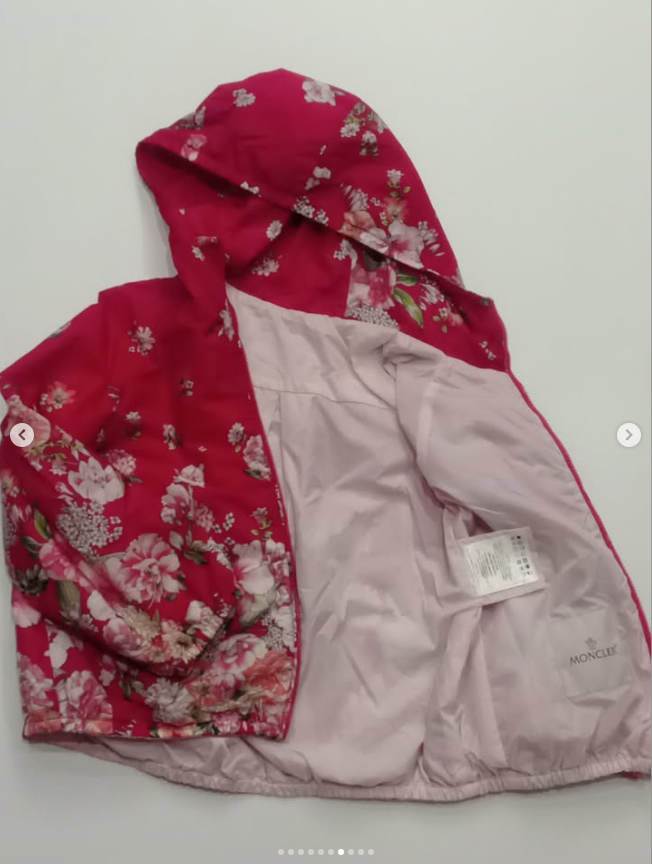 Original Moncler Enfant "Giasone" Girls Luxury Floral Windbreaker Jacket (8 Years / 130 cm)