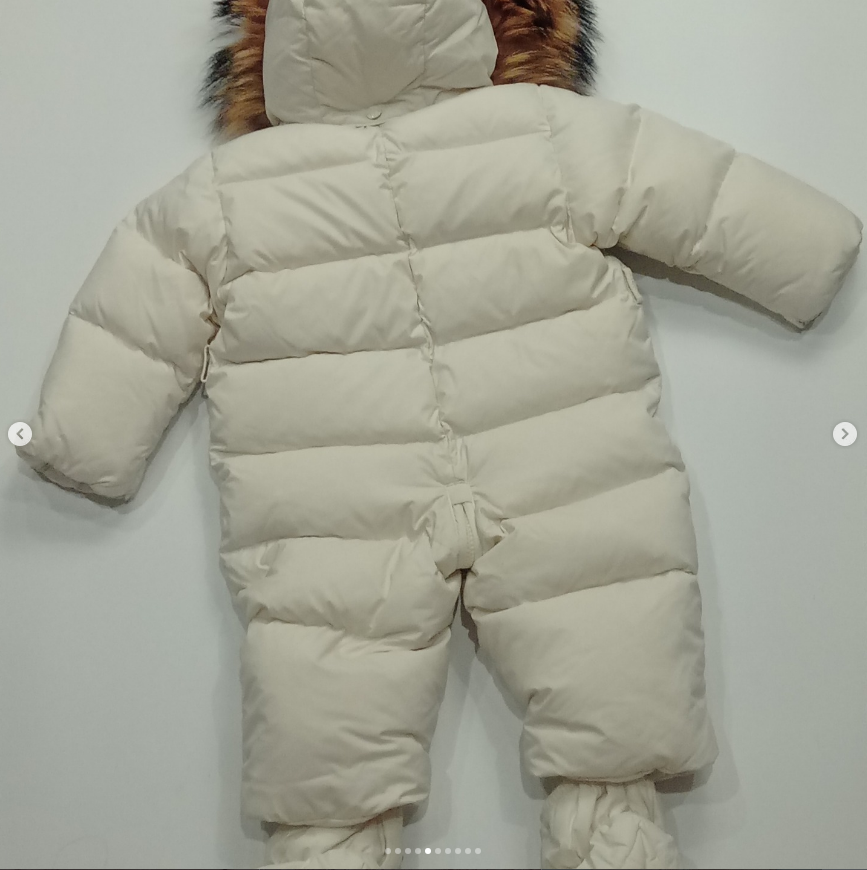 Original Moncler Baby Enfant Pure White Down Snowsuit with Real Fur & Booties (6-9 Months / 68-74 cm)
