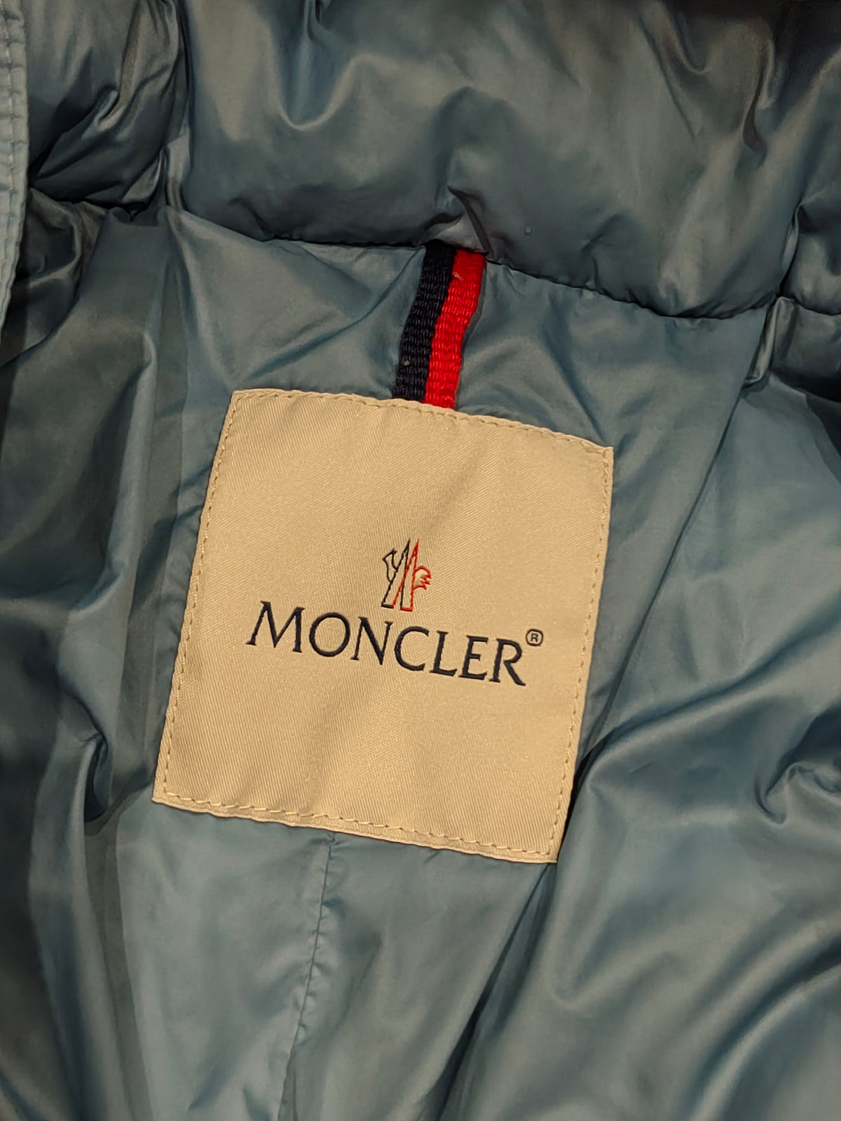 Original Moncler Enfant Baby Blue Down Snowsuit with Finland Real Fur (18-24 Months / 86 cm)