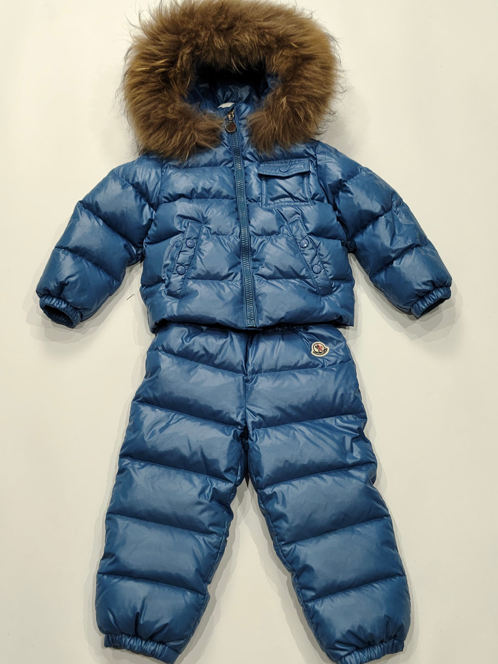 Original Moncler Enfant "Remy" 2-Piece Luxury Fur Ski Down Set (2 Years / 92 cm)
