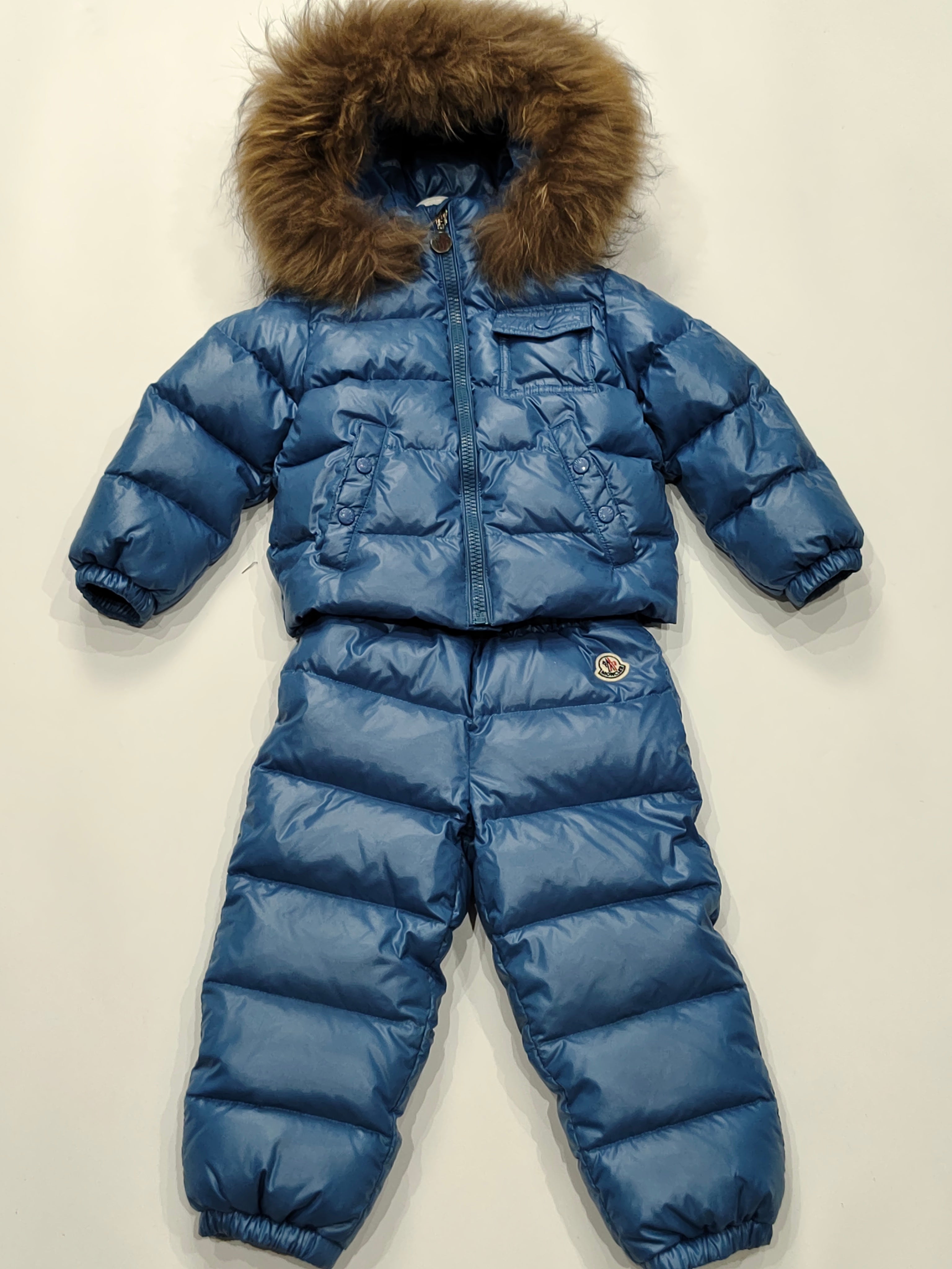 Original Moncler Enfant "Remy" 2-Piece Luxury Fur Ski Down Set (2 Years / 92 cm)