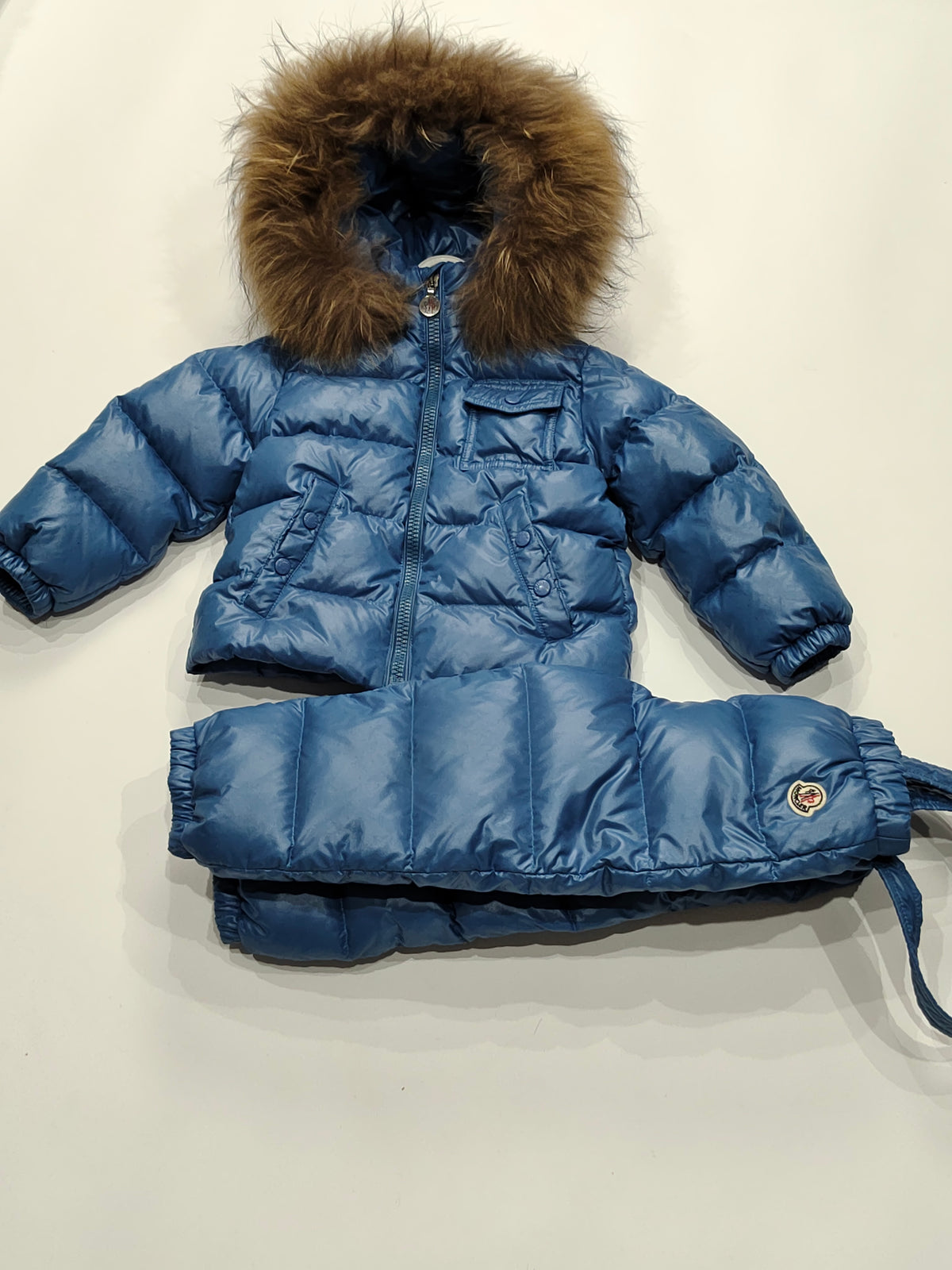 Original Moncler Enfant "Remy" 2-Piece Luxury Fur Ski Down Set (2 Years / 92 cm)