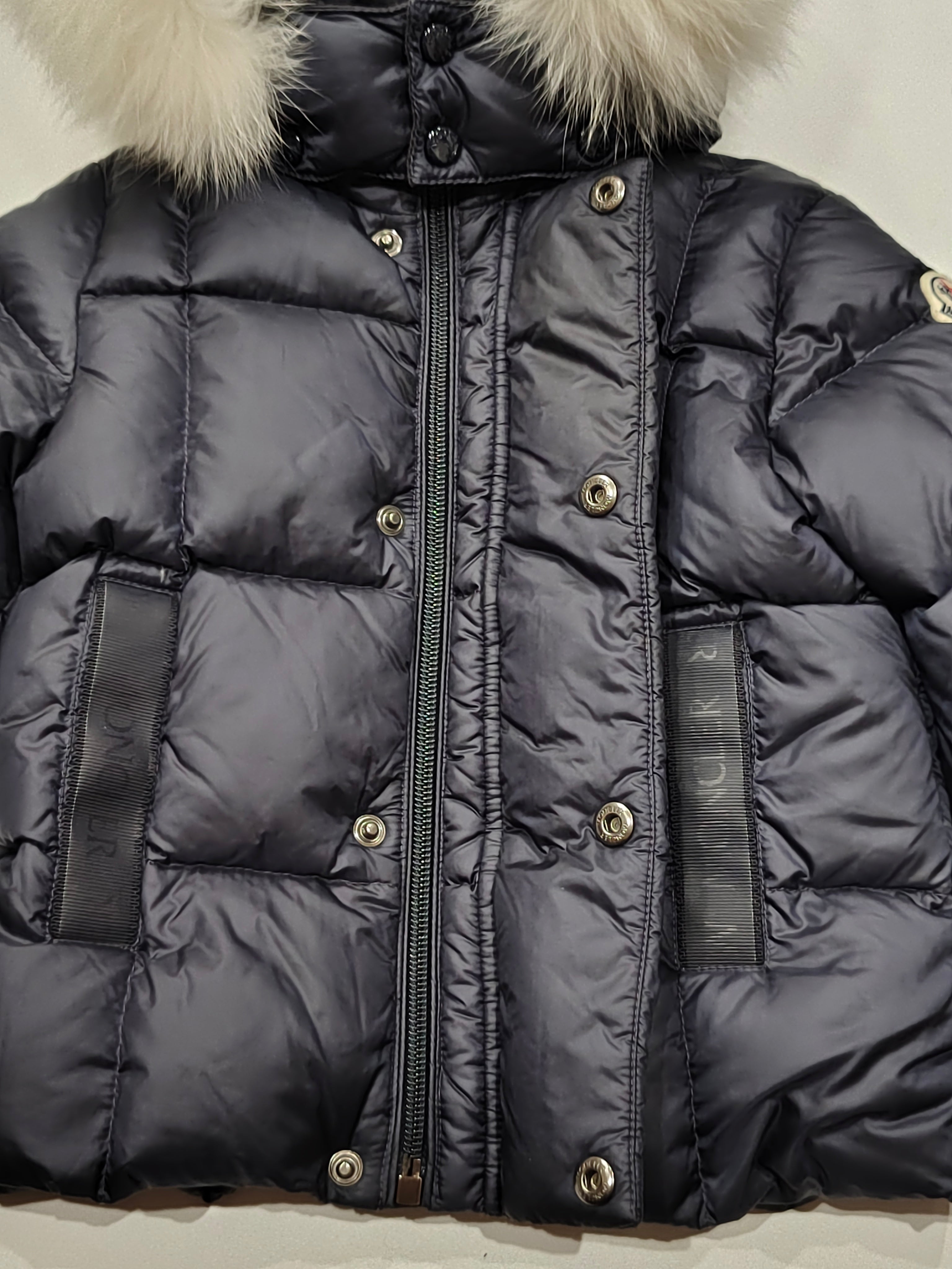 Original Moncler "Matemale" 2-Piece Luxury Blue Fox Fur Ski Down Set (12-18 Months / 80 cm)