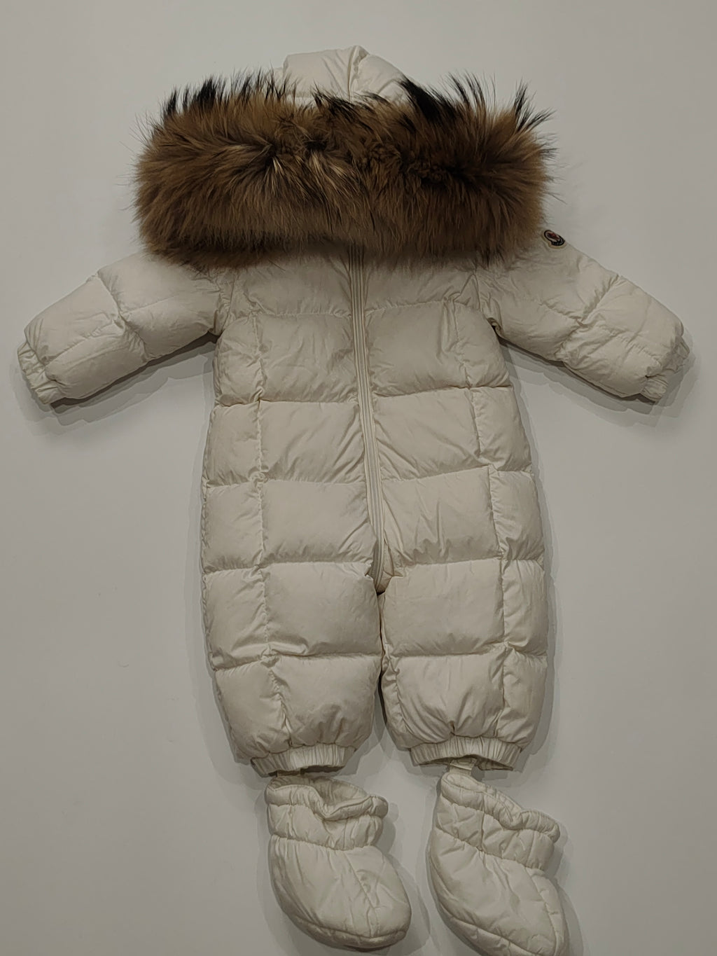 Original Moncler Enfant "New Jean" Baby Luxury Goose Down Snowsuit with Real Fur & Booties (6-9 Months / 68 cm)