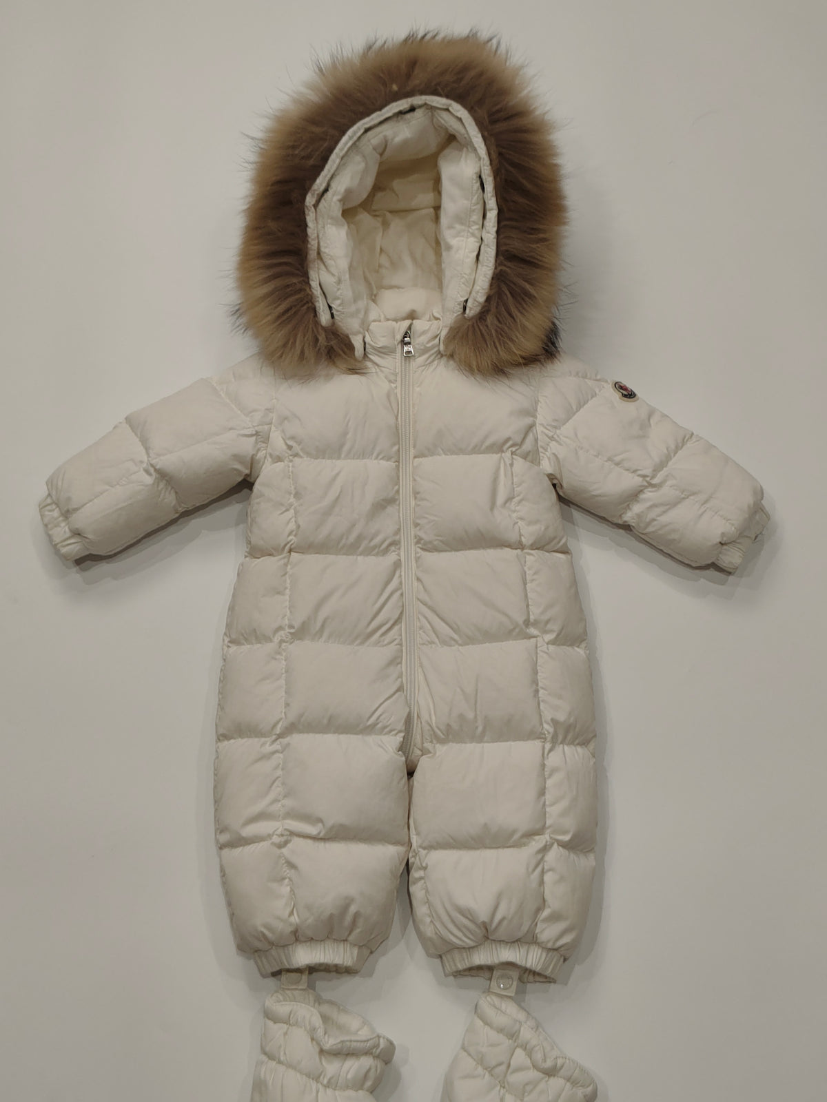 Original Moncler Enfant "New Jean" Baby Luxury Goose Down Snowsuit with Real Fur & Booties (6-9 Months / 68 cm)