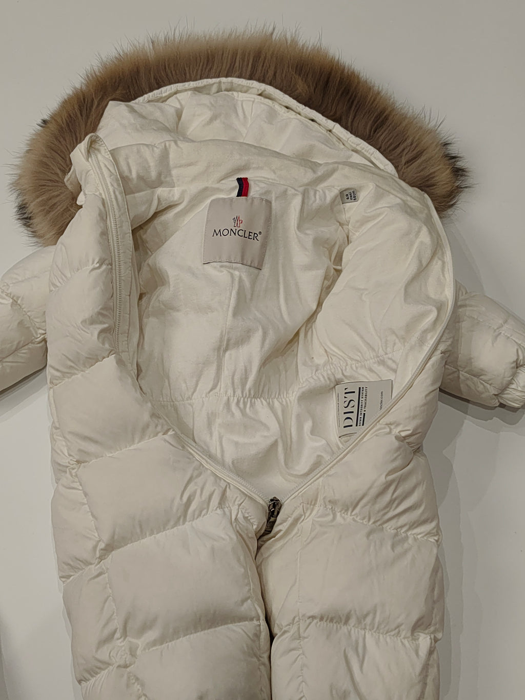 Original Moncler Enfant "New Jean" Baby Luxury Goose Down Snowsuit with Real Fur & Booties (6-9 Months / 68 cm)