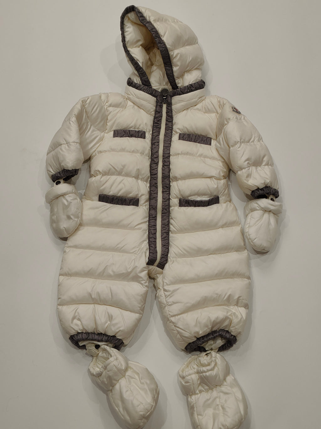Original Moncler Enfant Baby Luxury Down Snowsuit Set with Mittens & Booties (6-9 Months)