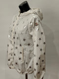 Original Moncler Enfant "Nicolette" Girls Luxury Silver Stars Windbreaker Jacket (14 Years / 164 cm)
