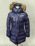 Original Moncler Enfant Girls Luxury Glossy Blueberry Winter Down Coat with Real Fur (14 Years / 164 cm)