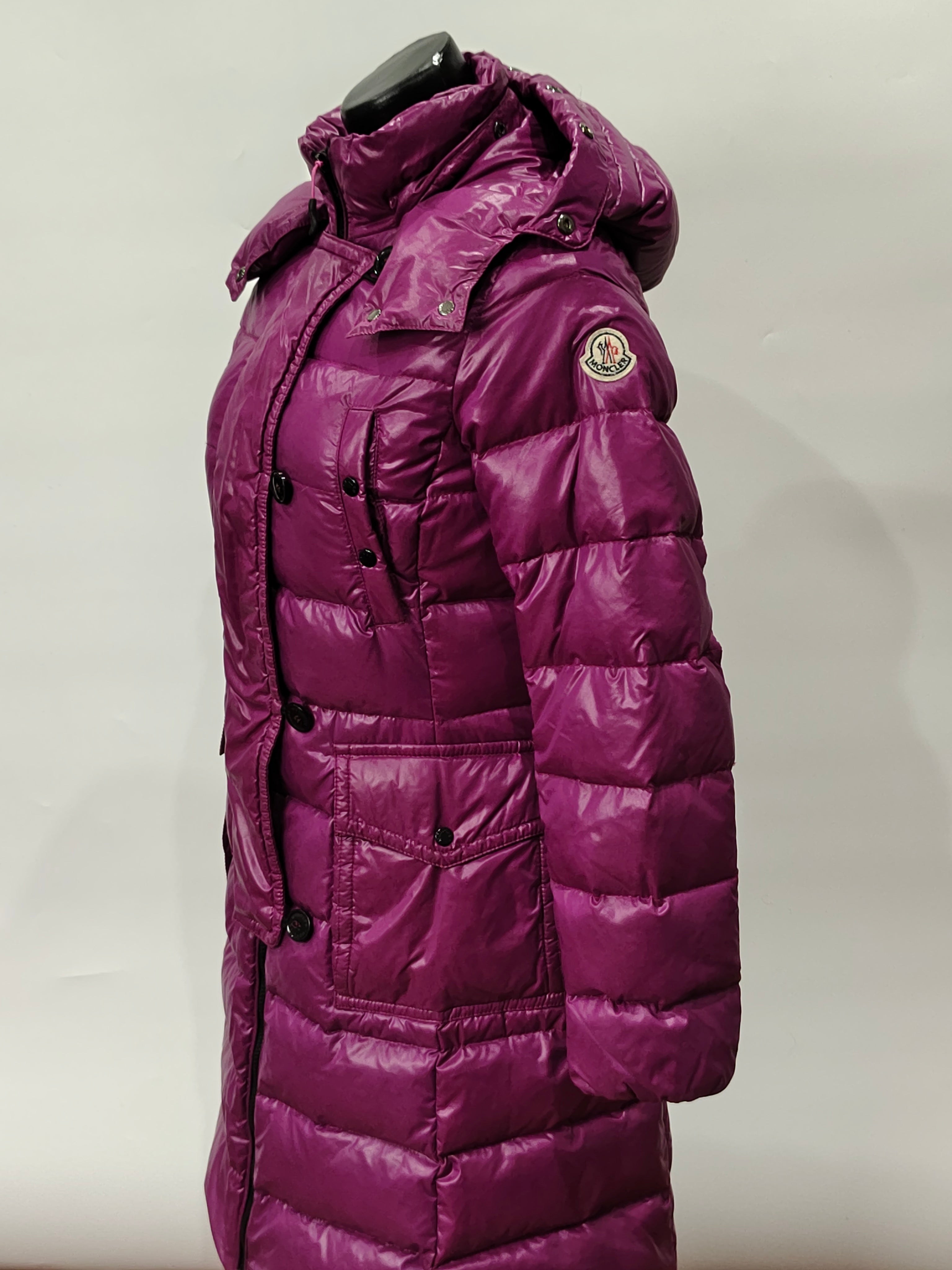 Original Moncler Enfant "Hamuta" Girls Luxury Glossy Purple Down Coat (14 Years / 164 cm)