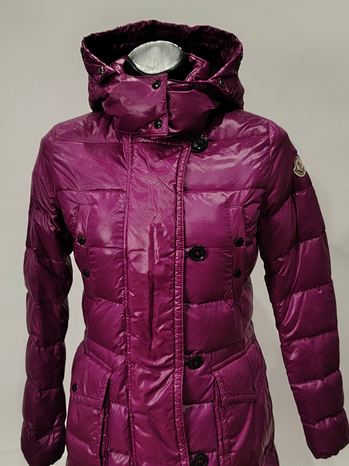 Original Moncler Enfant "Hamuta" Girls Luxury Glossy Purple Down Coat (14 Years / 164 cm)