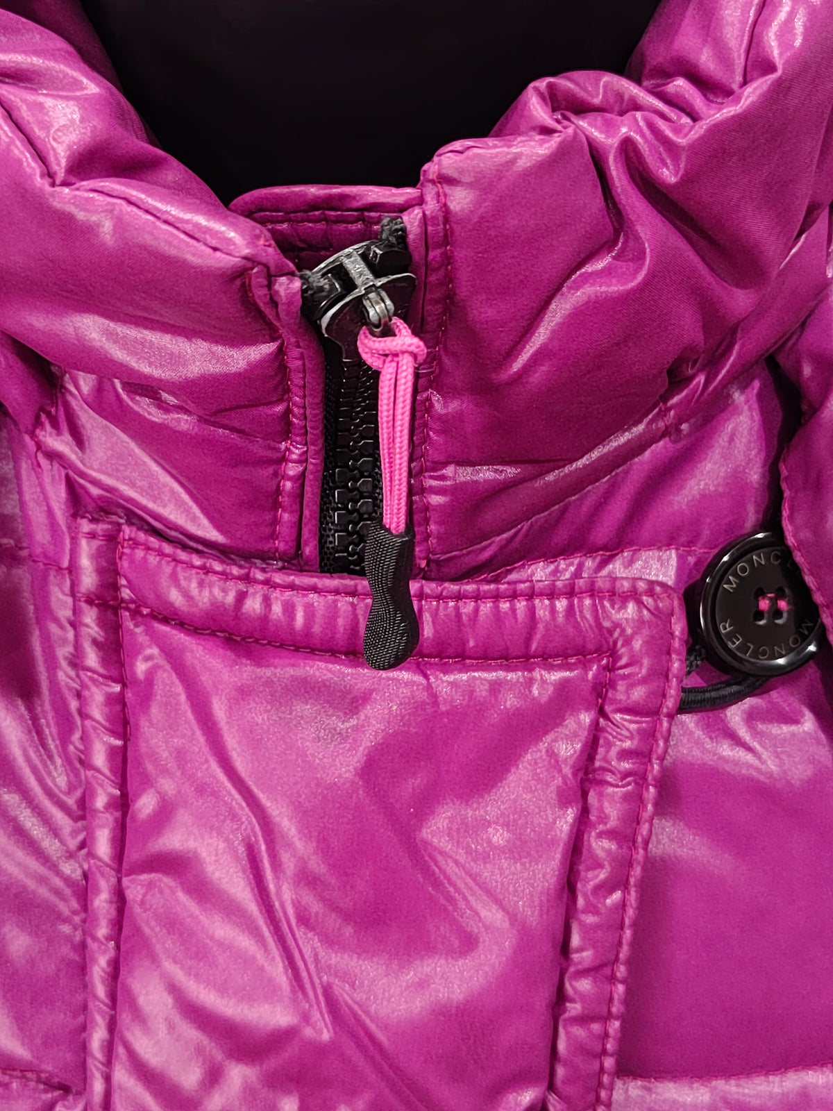 Original Moncler Enfant "Hamuta" Girls Luxury Glossy Purple Down Coat (14 Years / 164 cm)