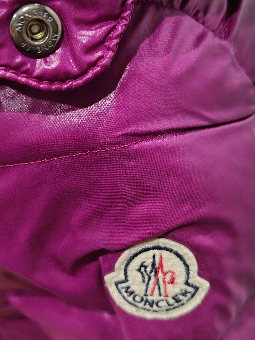 Original Moncler Enfant "Hamuta" Girls Luxury Glossy Purple Down Coat (14 Years / 164 cm)