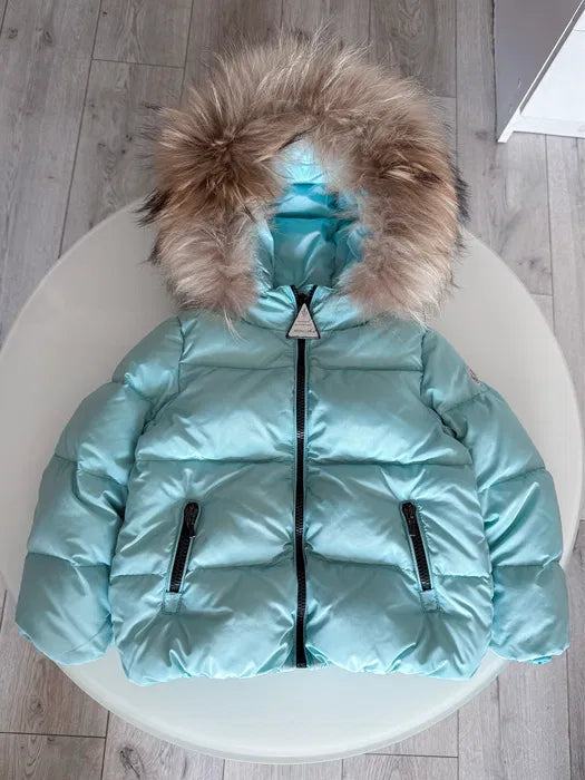 Original Moncler Enfant Girls Real Fur Hooded Down Jacket (4 Years / 104 cm)