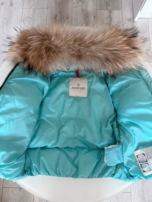 Original Moncler Enfant Girls Real Fur Hooded Down Jacket (4 Years / 104 cm)