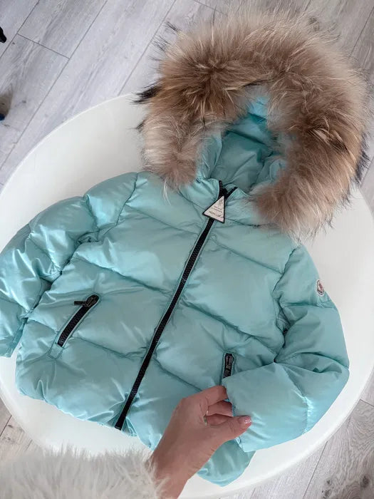 Original Moncler Enfant Girls Real Fur Hooded Down Jacket (4 Years / 104 cm)