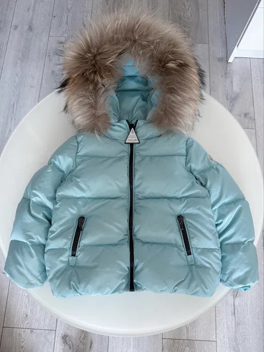Original Moncler Enfant Girls Real Fur Hooded Down Jacket (4 Years / 104 cm)