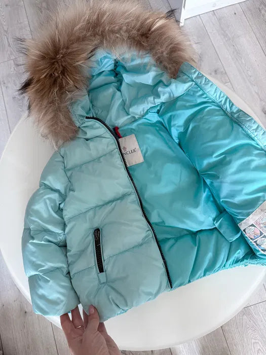 Original Moncler Enfant Girls Real Fur Hooded Down Jacket (4 Years / 104 cm)