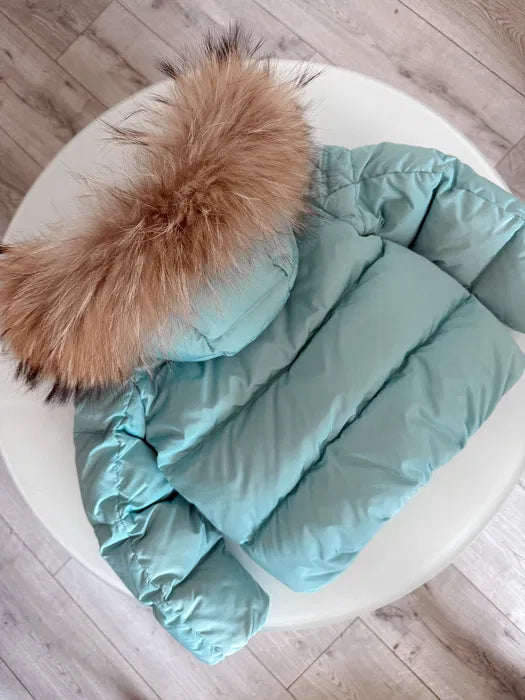 Original Moncler Enfant Girls Real Fur Hooded Down Jacket (4 Years / 104 cm)