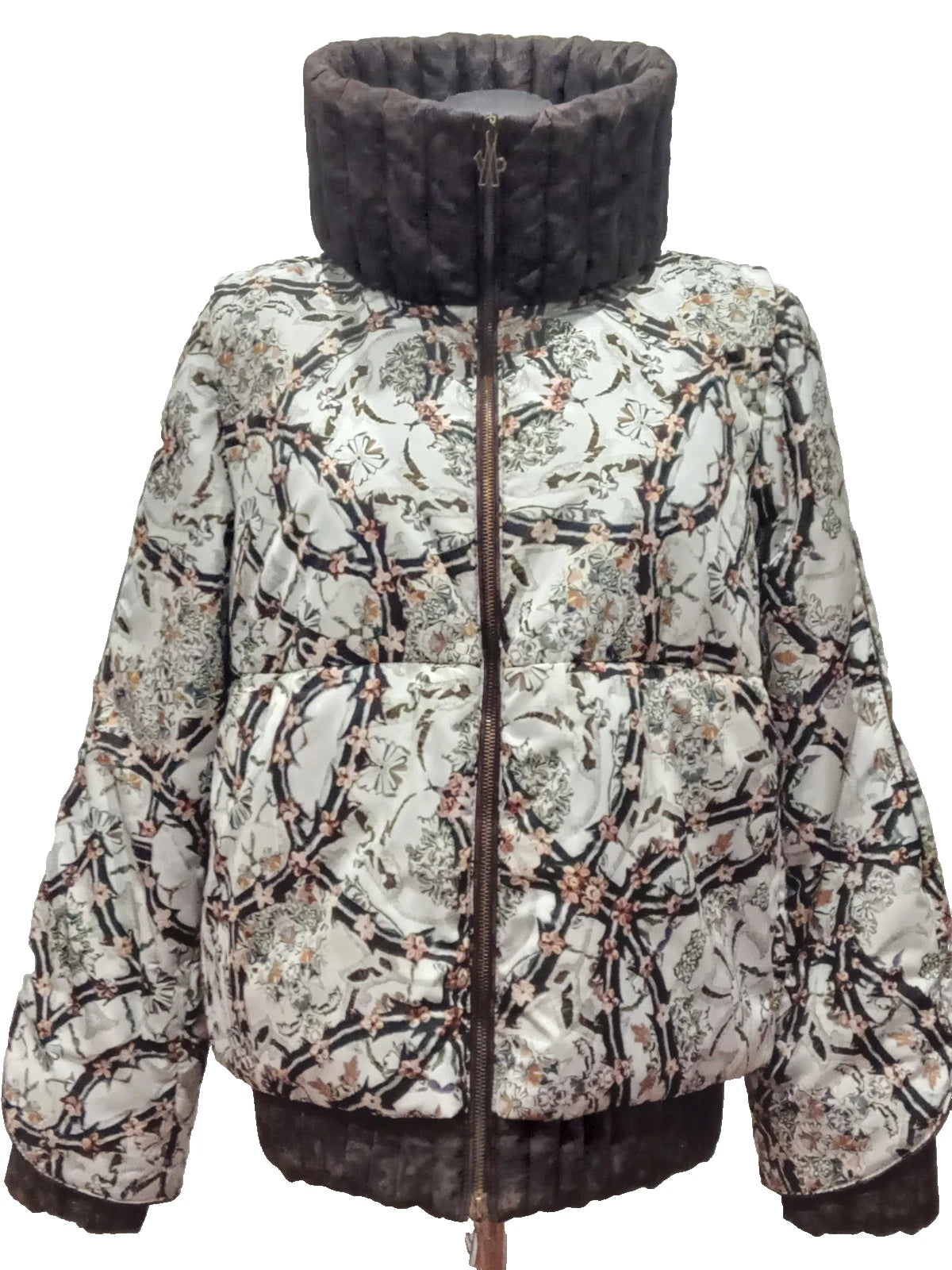 Original Moncler "Fiest" Giubbotto Women's Vintage Floral Pattern Down Jacket (Size 2 / Medium)