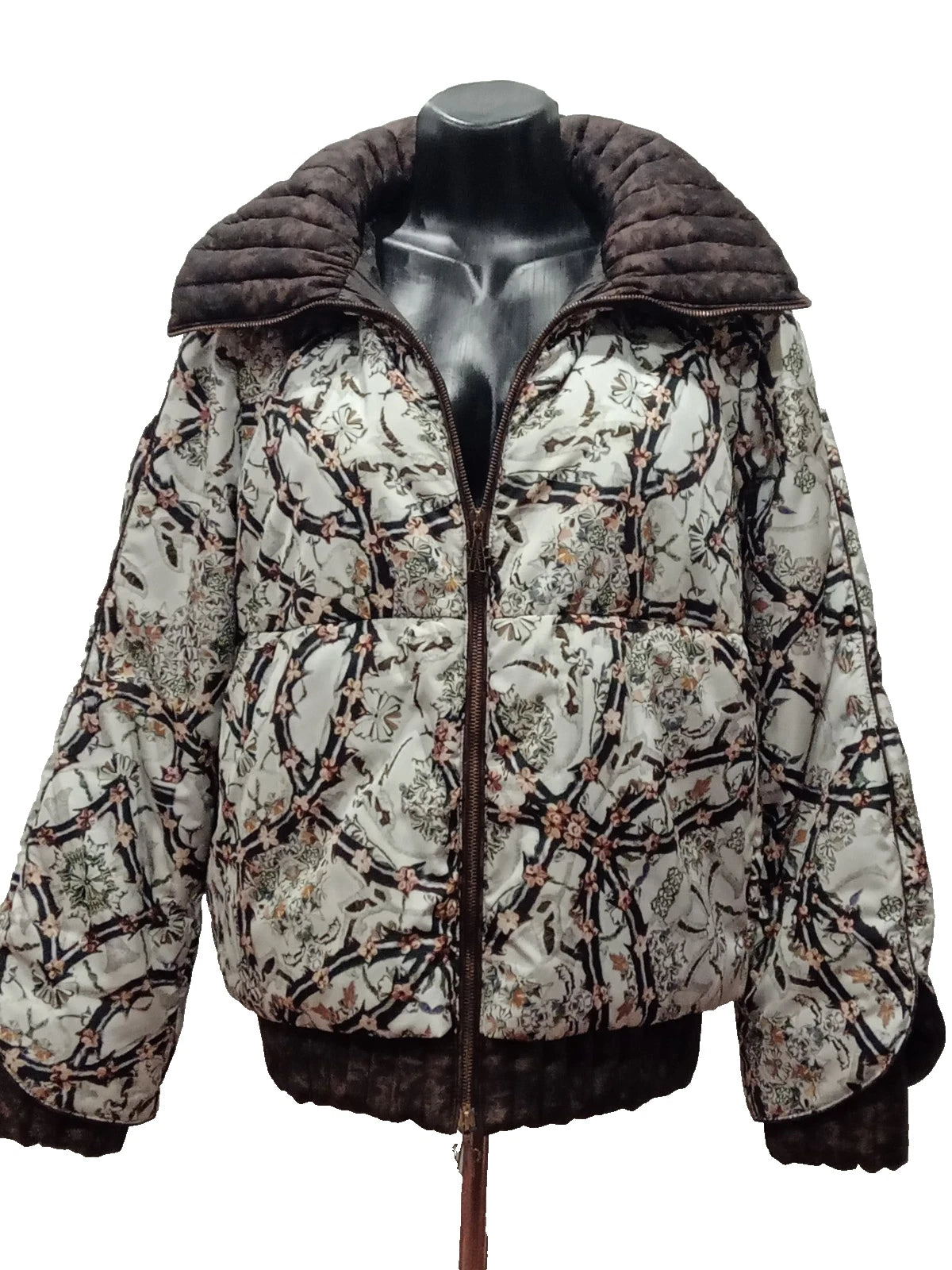 Original Moncler "Fiest" Giubbotto Women's Vintage Floral Pattern Down Jacket (Size 2 / Medium)